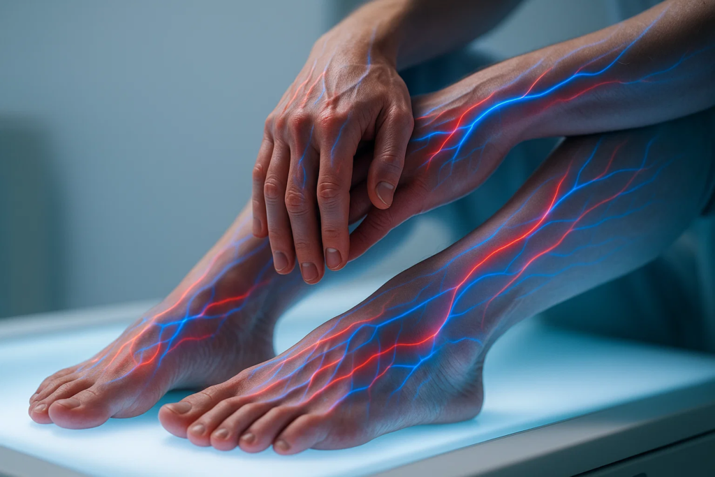 Nerve pain in the feet and hands visualization